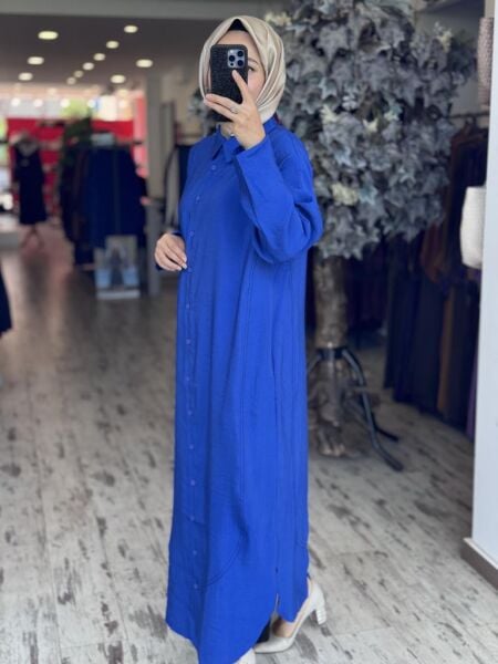 İnvee Tencel Gömlek Elbise 7010 SAKS - 1