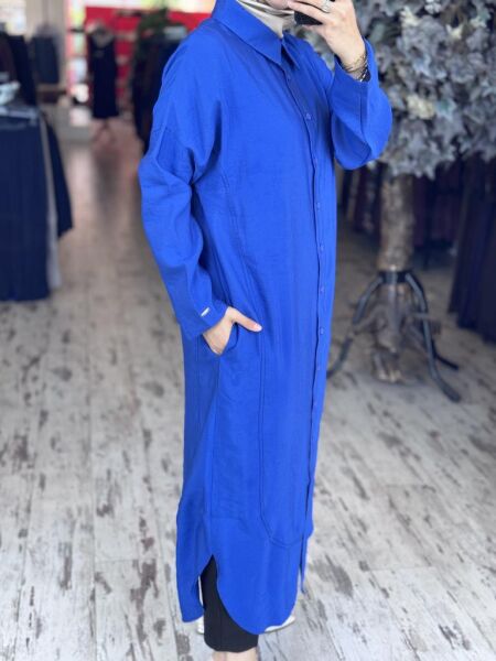 İnvee Tencel Gömlek Elbise 7010 SAKS - 1