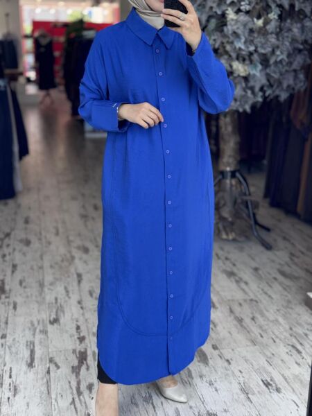 İnvee Tencel Gömlek Elbise 7010 SAKS - 1