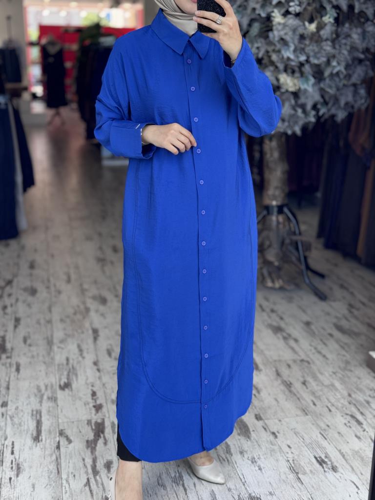 İnvee Tencel Gömlek Elbise 7010 SAKS - 2