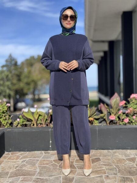 Tığ Triko Triko Kombinli Tunik Pantolon Takım TKM5041