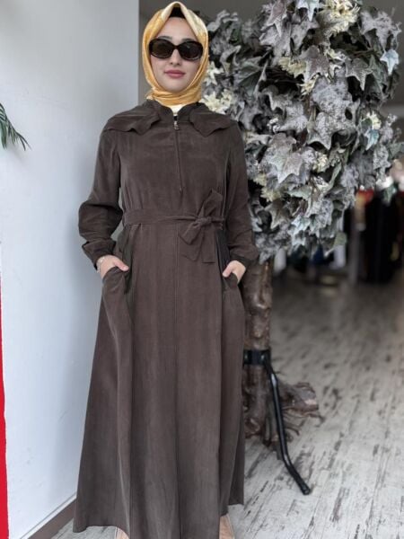 Misswhence Kapüşonlu Cupra İpek Elbise 37811