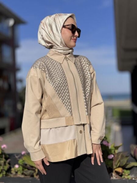 Ghisa Deri Payet ve Parça Detaylı Bomber Ceket 3239