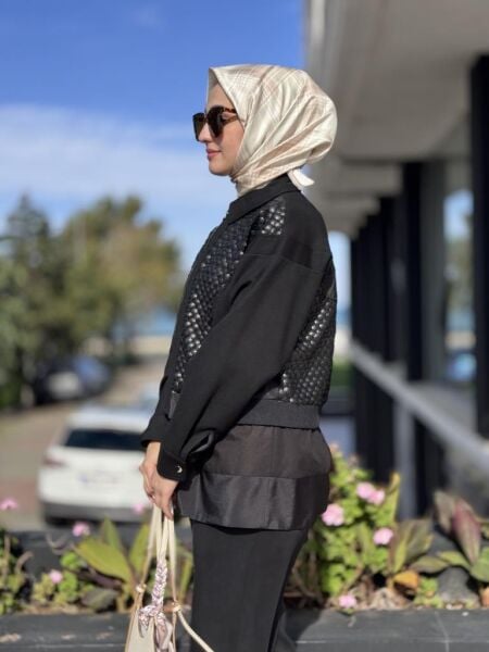 Ghisa Deri Payet ve Parça Detaylı Bomber Ceket 3239