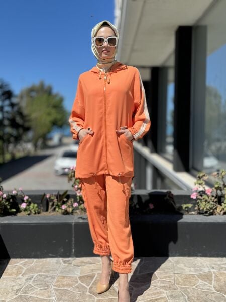 Lisa Kapüşonlu Kap Pantolon Takım 3015