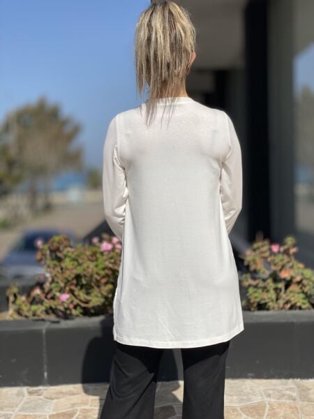 Ghisa Önü Şifon Uzun Kol Ribanalı Penye İçlik/Tunik G4761