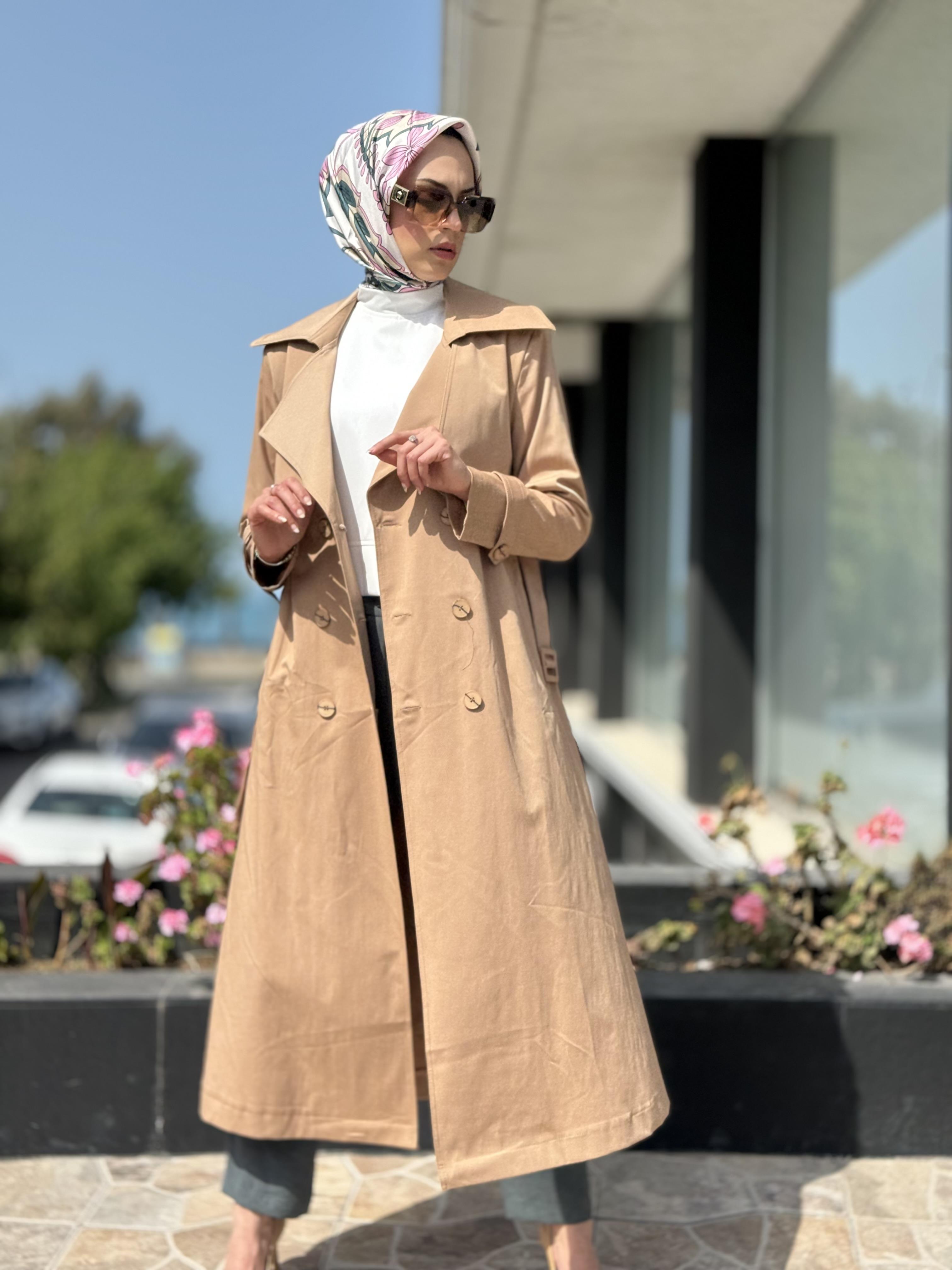 Almarwah Düğmeli Trench 404821 CAMEL - 38
