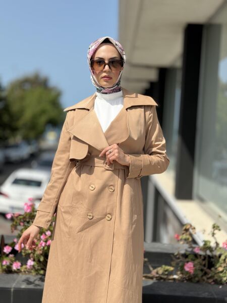 Almarwah Düğmeli Trench 404821 CAMEL - 38