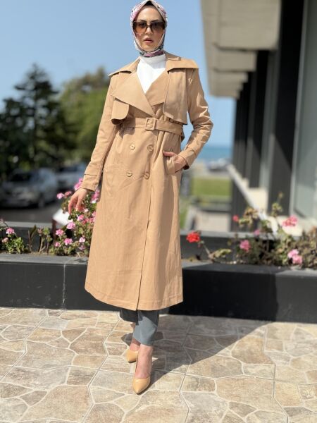 Almarwah Düğmeli Trench 404821 CAMEL - 38