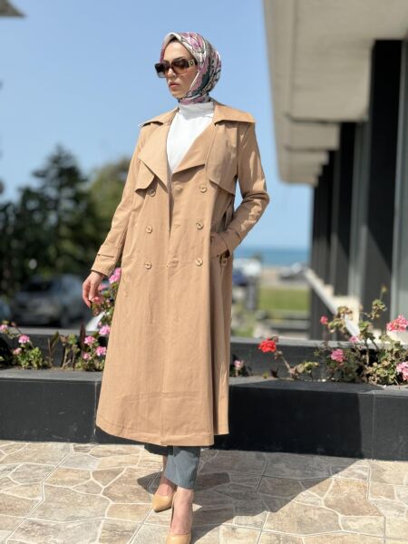 Almarwah Düğmeli Trench 404821 CAMEL - 38