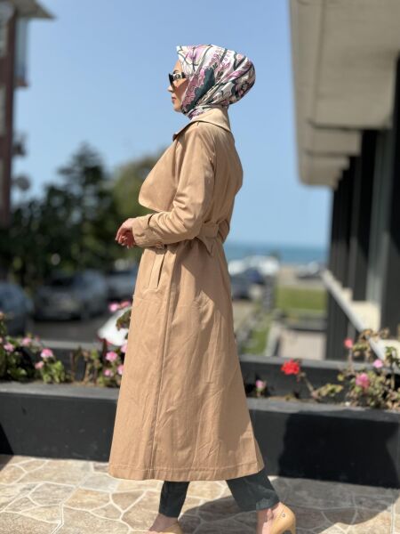 Almarwah Düğmeli Trench 404821 CAMEL - 40