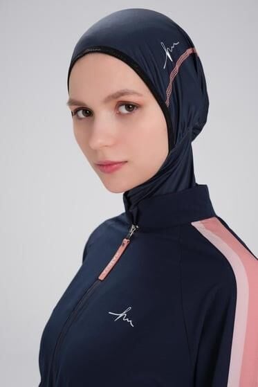 Haşema Esila H-Per Serisi 6 Parça Jileli Lacivert Tam Tesettür Mayo Takımı HSM3125