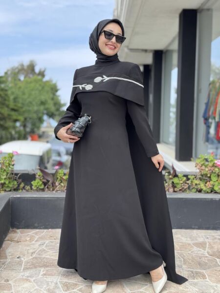 SENNA Vera Tesettür Abiye Dress SD2530012 SİYAH - 36