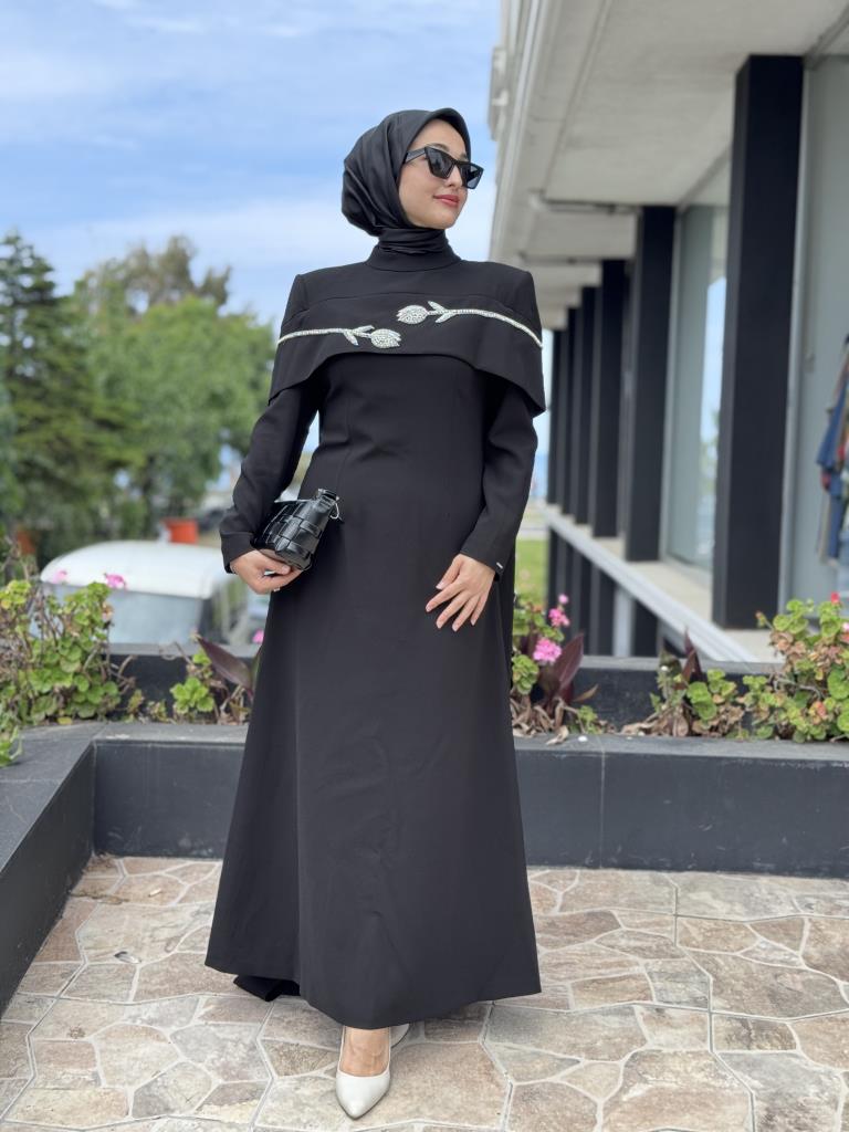 SENNA Vera Tesettür Abiye Dress SD2530012 SİYAH - 38