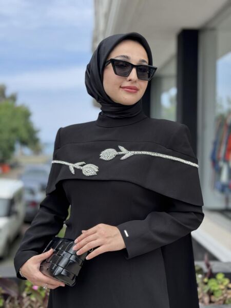 SENNA Vera Tesettür Abiye Dress SD2530012 SİYAH - 38