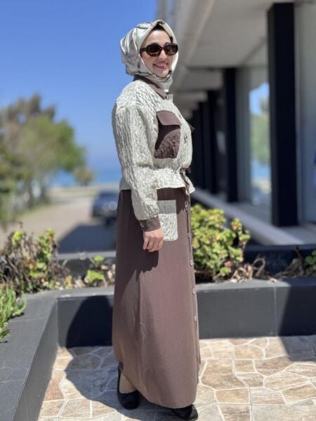 Almarwah Brokar Ceket Tencel Etek Takım 202740