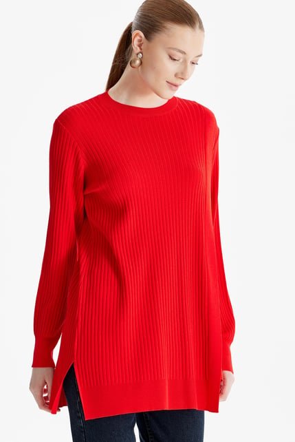 Tığ Triko Asimetrik Detaylı Rayon Tunik TNK21278