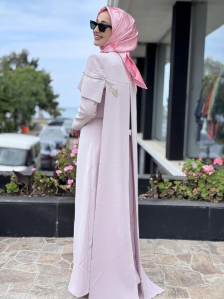 SENNA Vera Tesettür Abiye Dress SD2530012 PUDRA - 38