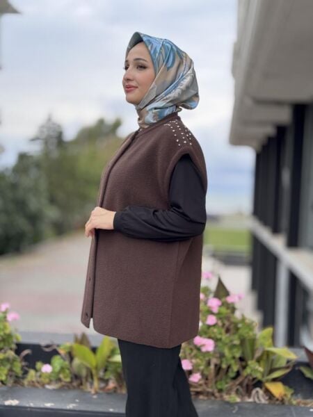 Tığ Triko Omuz Taş İşlemeli Triko Yelek YLK22018