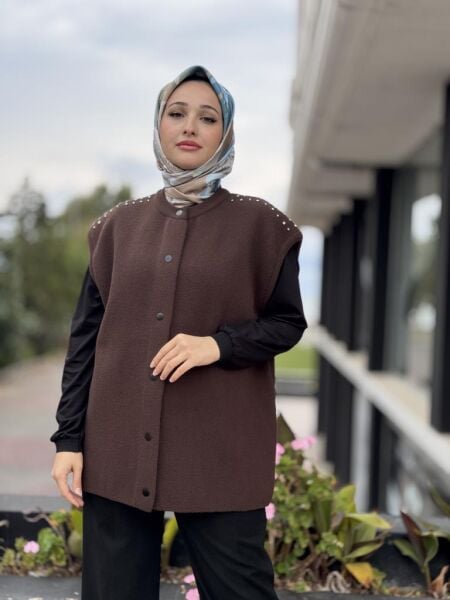 Tığ Triko Omuz Taş İşlemeli Triko Yelek YLK22018