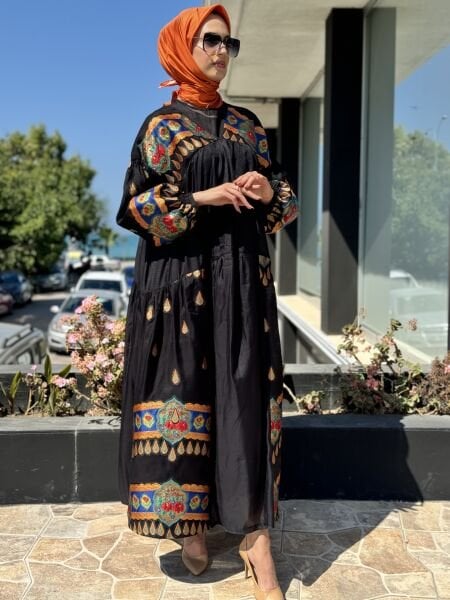 Ghisa Etnik Desenli Elbise G4581