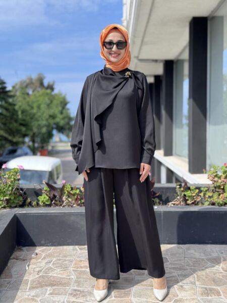 SENNA Lenora Gömlek Pantolon Takım SD2520016 SİYAH - 36