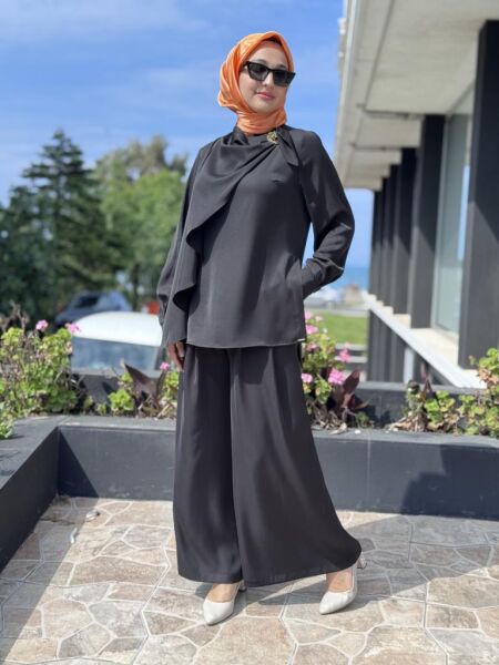 SENNA Lenora Gömlek Pantolon Takım SD2520016 SİYAH - 36
