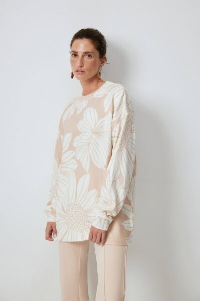 Touche Çiçek Desenli Triko Kazak 24F1XD051