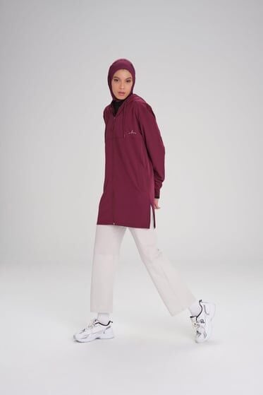 Haşema Active Uzun Kollu Kapüşonlu Fermuarlı Tesettür Antrenman Sweatshırtı ACT10