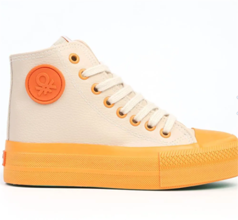 Benetton Konvers Yüksek Taban Çift Renk Uzun Deri Ayakkabı BN31125