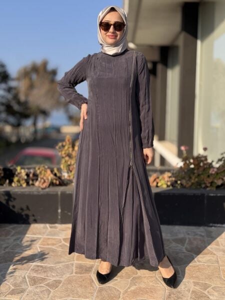 Misswhence Fermuarlı Cupra İpek Elbise 37830