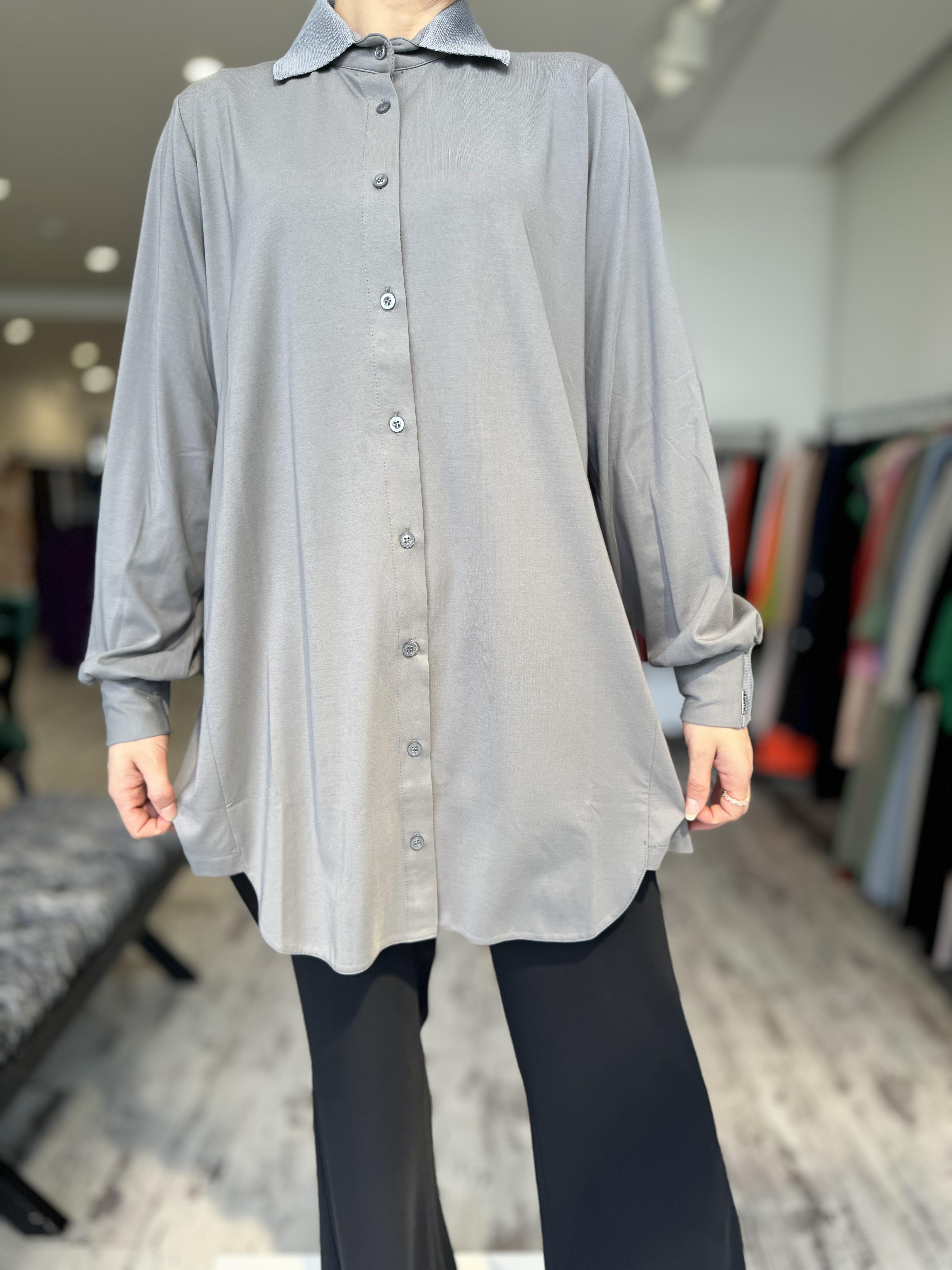 İnvee Modal Penye Gömlek 6926 GRİ - 1