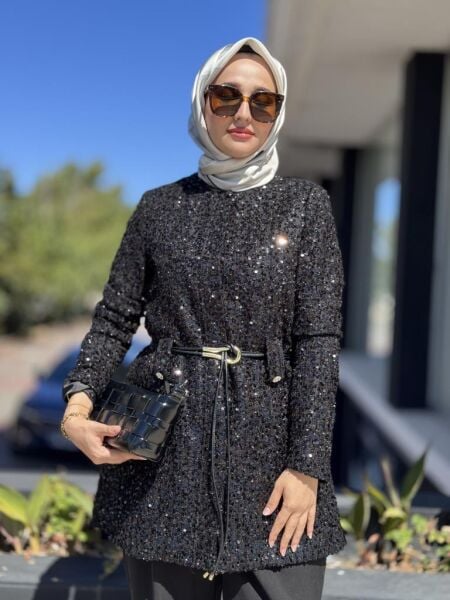 Ghisa Kemer Detaylı Payetli Ceket Pantolon Takım 3198