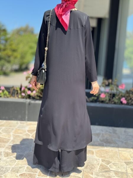 Almarwah Siyah Maxi Tunik Pantolon Takım 90315