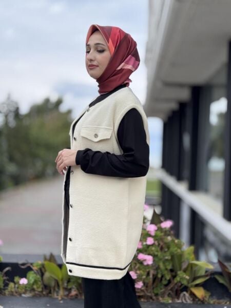 Tığ Triko Cep Detaylı Triko Yelek YLK22019