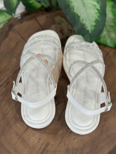 Pierre Cardin Taşlı Şık Sandalet PC5103 BEYAZ - 36