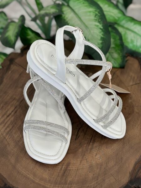 Pierre Cardin Taşlı Şık Sandalet PC5103 BEYAZ - 36