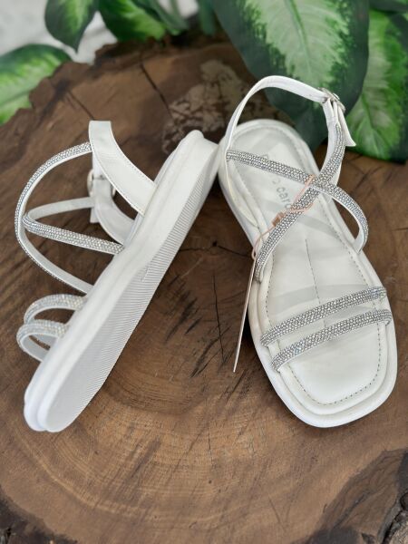 Pierre Cardin Taşlı Şık Sandalet PC5103 BEYAZ - 36