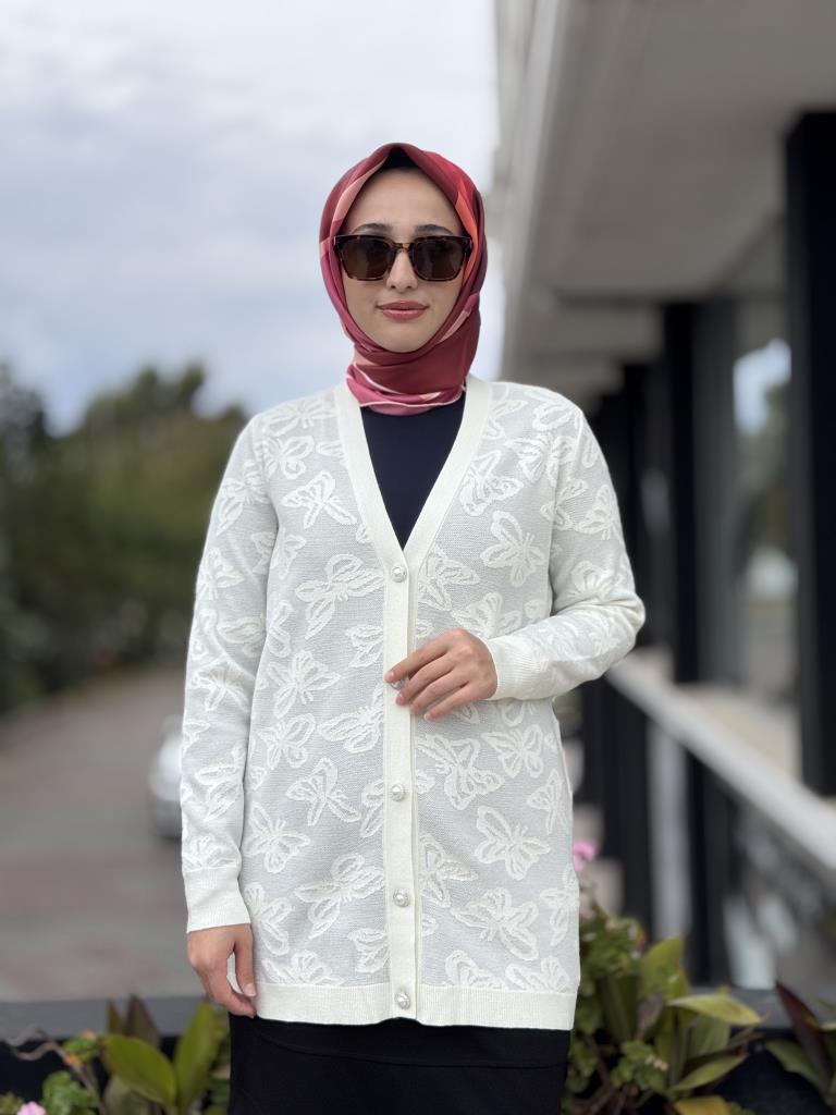 Tığ Triko Kelebek Sim Jakarlı Triko Hırka HRK21853