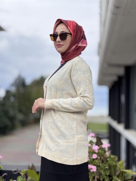 Tığ Triko Kelebek Sim Jakarlı Triko Hırka HRK21853