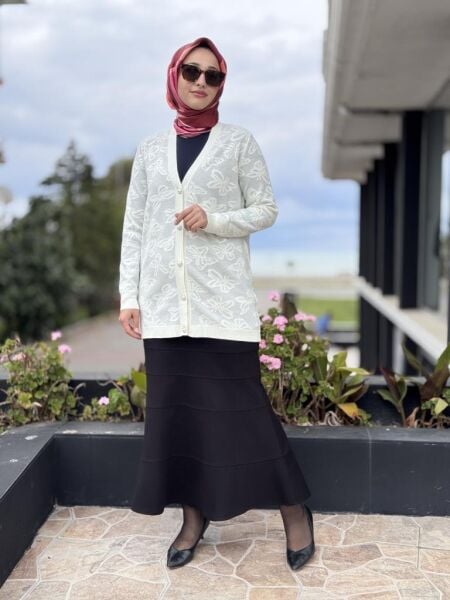 Tığ Triko Kelebek Sim Jakarlı Triko Hırka HRK21853