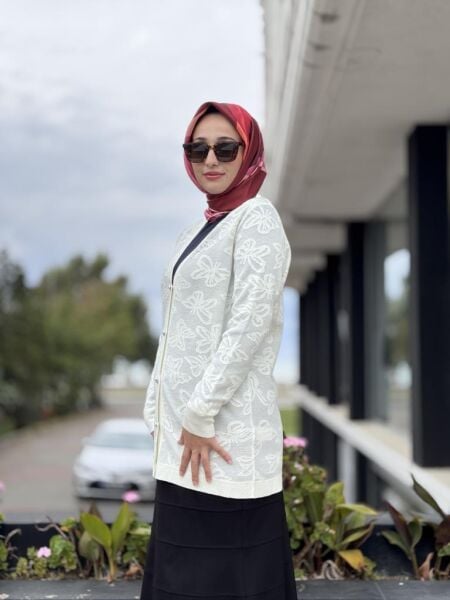 Tığ Triko Kelebek Sim Jakarlı Triko Hırka HRK21853