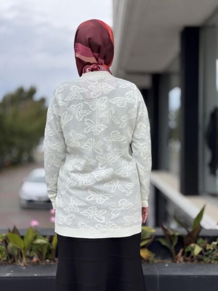 Tığ Triko Kelebek Sim Jakarlı Triko Hırka HRK21853