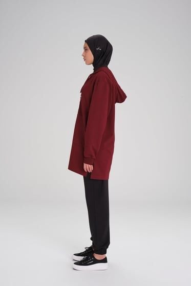 Haşema Yumuşak Dokulu Kapüşonlu Fermuarlı Basic Sweatshirt ACT15