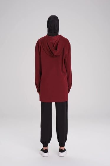 Haşema Yumuşak Dokulu Kapüşonlu Fermuarlı Basic Sweatshirt ACT15
