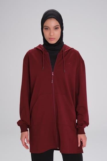Haşema Yumuşak Dokulu Kapüşonlu Fermuarlı Basic Sweatshirt ACT15