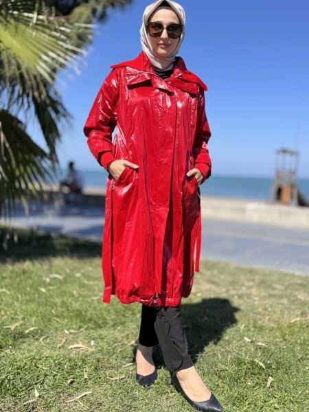 Misswhence Triko Yakalı Rugan Ara Boy Trench 38401