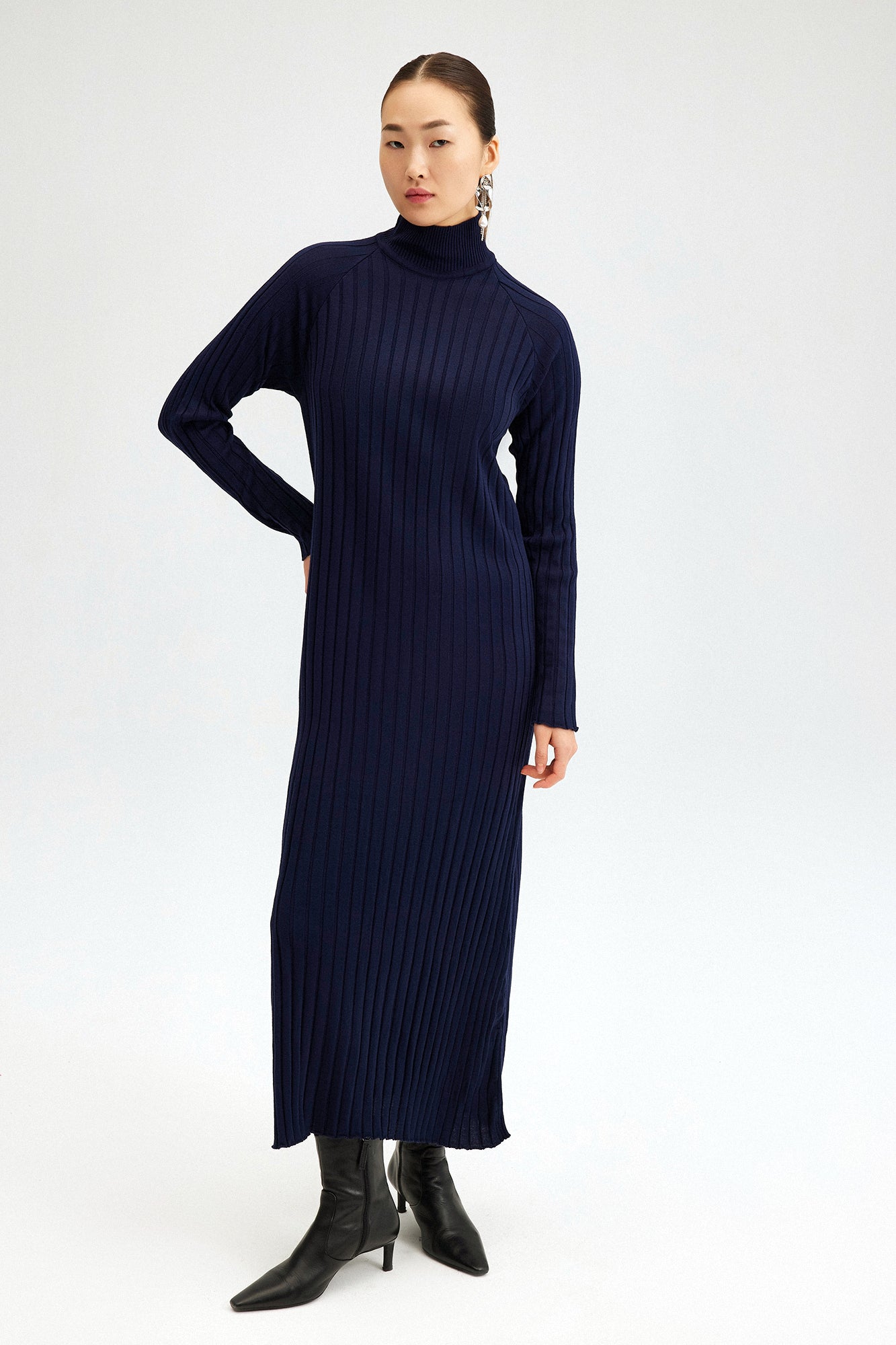 Touche Fitilli Dik Yaka Triko Elbise 23F1XD80