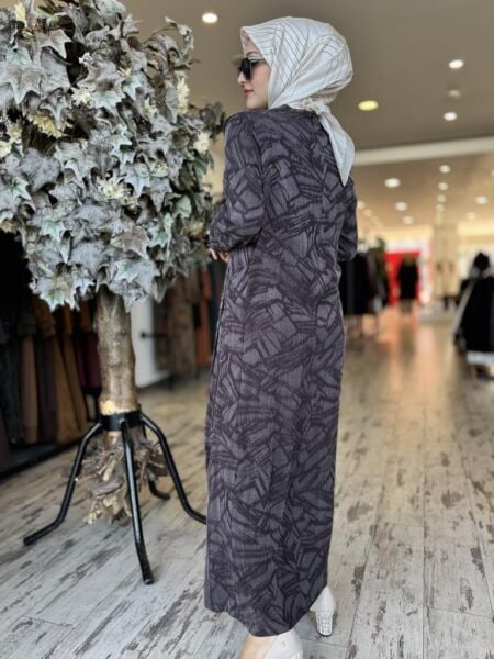 Almarwah Desenli Cupra İpek Elbise 303779