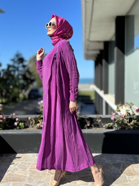 Misswhence Fermuarlı İpek Elbise 35800 FUŞYA - 46